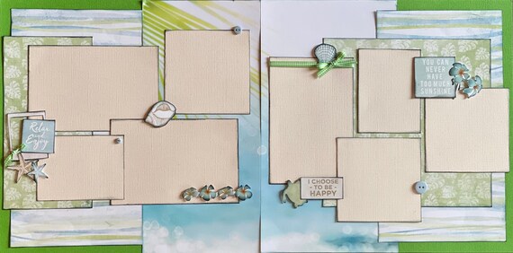 Relax and Enjoy - You Can Never Have Too Much Sunshine 2 Page Scrapbooking Layout Kit or Premade Scrapbooking Pages