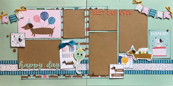 Happy Birthday to you! Hip, Hip, Hooray! 2 Page Scrapbooking layout KIt or Premade Scrapbooking Pages