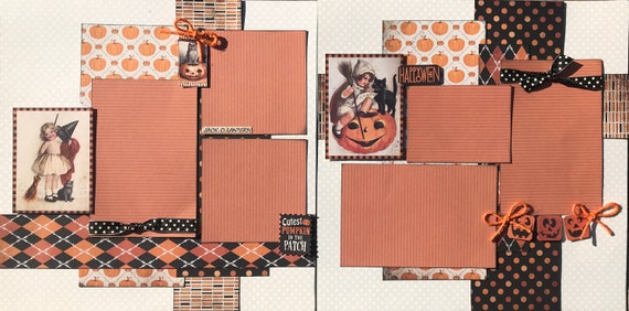 Cutest Pumpkin in the Patch 2 Page Scrapbooking Layout Kit or Premade Scrapbooking Pages