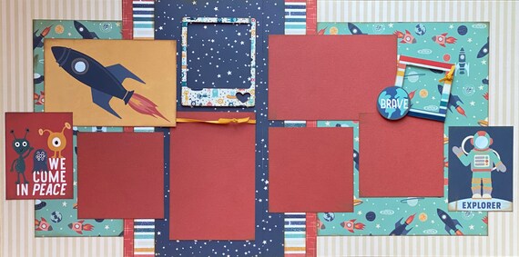 We Come in Peace - Explorer 2 Page Scrapbooking Layout Kit or Premade Scrapbooking Pages