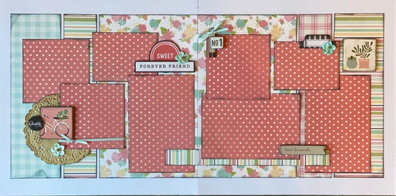 Forever Friend - Sweet Forever Friend 2 page Scrapbooking layout kit or Premade Scrapbooking Pages