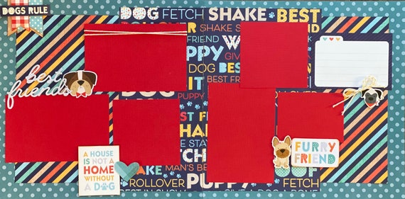 Dogs Rule - Furry Friend 2 Page Scrapbooking Layout Kit or Premade Scrapbooking Pages