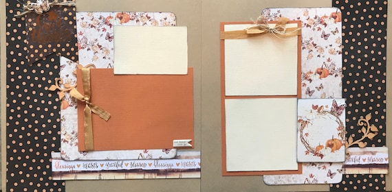 Give Thanks, Our Happy Life 2 Page Scrapbooking Layout Kit or Pre Made Scrapbooking Pages