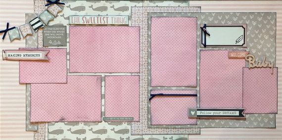 Let Her Sleep For When She Wakes She'll Move Mountains 2 page Scrapbooking Layout Kit or Pre Made Pages