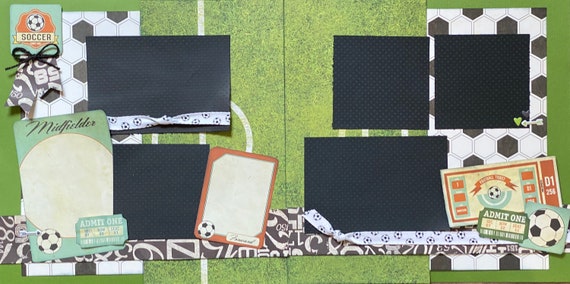 Soccer Game Time - 2 page Scrapbooking Layout Kit or Premade Scrapbooking Pages