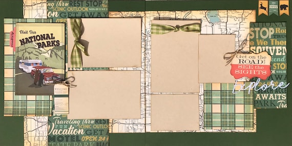 Visit Our National Parks - Road Trip 2 page Scrapbooking layout kit or Premade Scrapbooking Pages