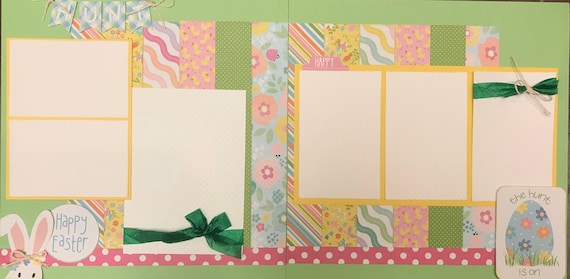 The Hunt is On - Happy Easter 2 Page Scrapbooking Layout Kit or Premade Scrapbooking Pages