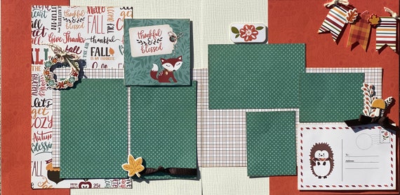 Thankful and Blessed 2 Page Scrapbooking Layout Kit or Pre-Made Scrapbooking Pages
