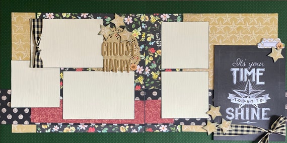 Choose Happy - It's Your Time Today to Shine 2 Page Scrapbooking Layout Kit or Premade Scrapbooking Pages