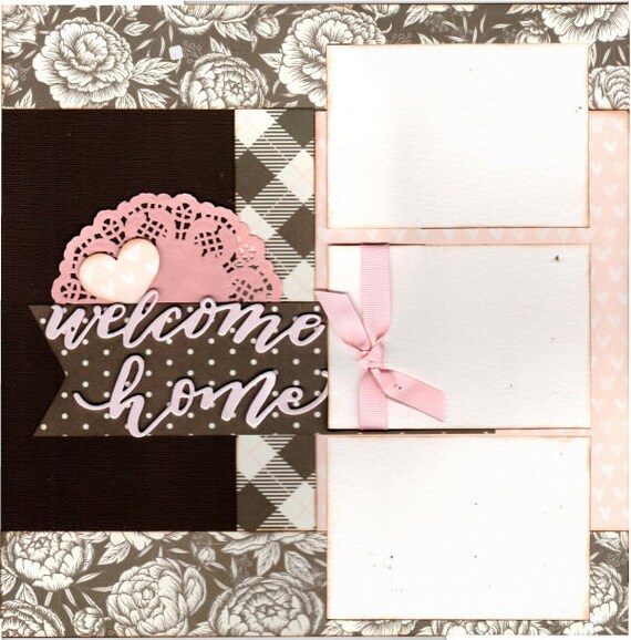Welcome Home - / House + Love = Home - 2 Page Scrapbooking Layout Kit