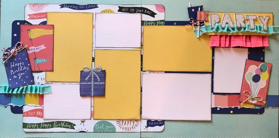PARTY - Happy Birthday to You! 2 Page Scrapbooking layout KIt or Premade Scrapbooking Pages