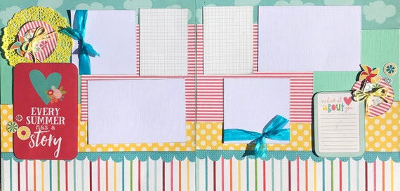 Every Summer Has a Story 2 Page Scrapbooking Layout Kit or Premade Scrapbooking Pages