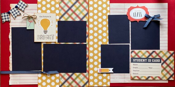 3rd Grade Scrapbooking Kit Bundle - 4 page Scrapbooking Layout Kit or Pre Made Pages - 2 - 2 Page layout kits