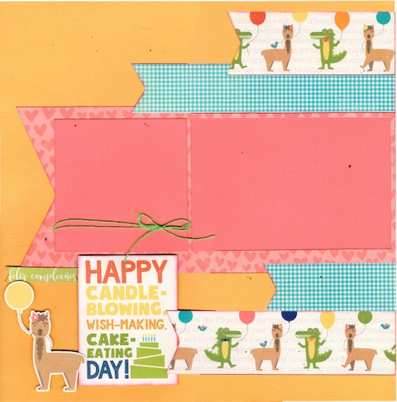 Happy Candle Blowing, Wish-Making, Cake - Eating Day! 2 Page Scrapbooking layout KIt