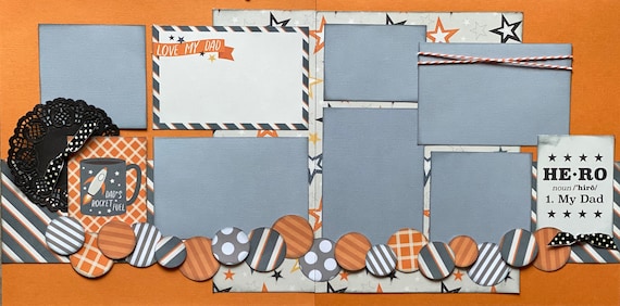 Love My Dad - Hero 2 Page Scrapbooking Layout Kit or Pre Made Pages