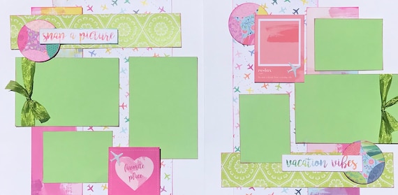 Favorite Place - Vacation Vibes 2 Page Scrapbooking layout Kit or Premade Scrapbooking Pages
