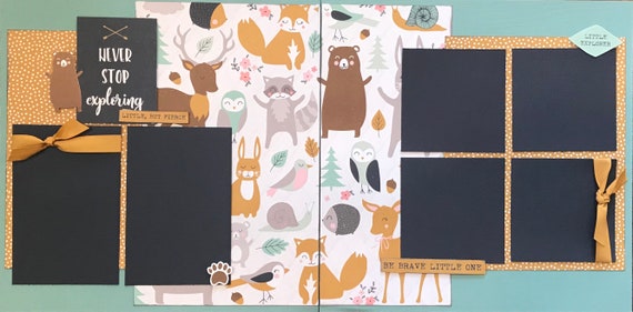 Never Stop Exploring - Be Brave Little One 2 page Scrapbooking Layout Kit or Pre Made Pages