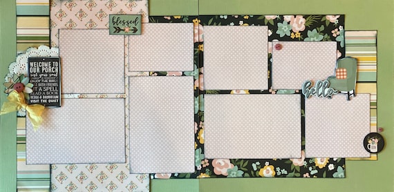 Welcome To Our Porch - Blessed - Spring 2 Page Scrapbooking Layout Kit or Premade Scrapbooking Pages
