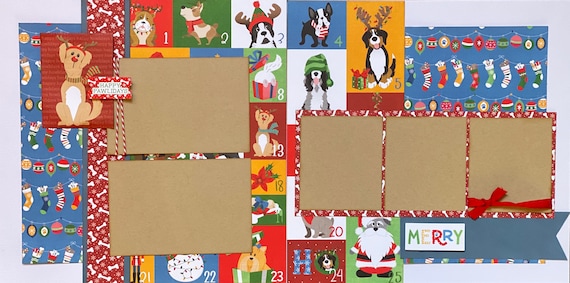 Days of Christmas - Happy Pawlidays 2 Page Scrapbooking Layout Kit or Premade Scrapbooking Pages