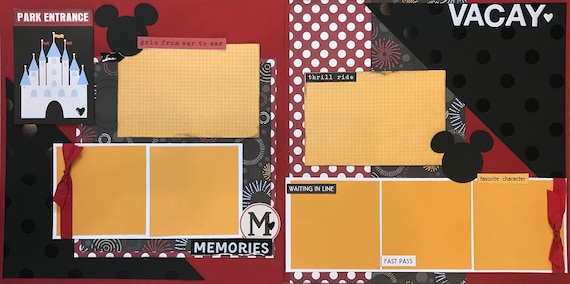 Park Entrance / Memories Disney Inspired 2 page Scrapbooking layout Kit or Premade Scrapbooking Pages