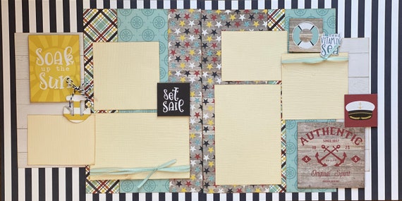 Soak Up the Sun - Set Sail 2 page scrapbooking layout Kit or Premade Scrapbooking Pages