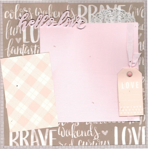 Hello Love 2 Page Scrapbooking Layout Kit
