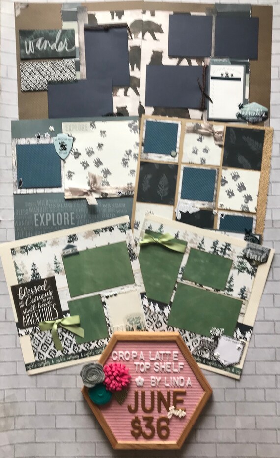 Top Shelf Kit Club June- 3 - 2 Page Scrapbooking Layout Kits - Wolf Pack - Heidi Swap
