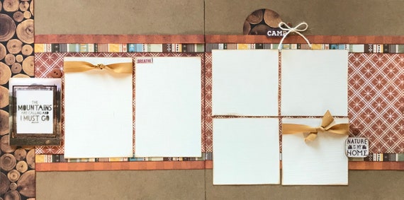 The Mountains are Calling and I Must Go 2 Page Scrapbooking Layout Kit or Premade Scrapbooking Pages