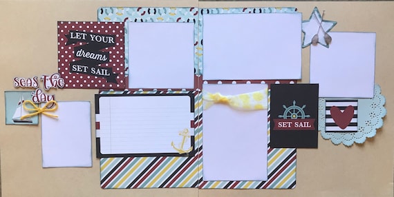 Let Your Dreams Set Sail - Seas the Day 2 page scrapbooking layout Kit or Premade Scrapbooking Pages