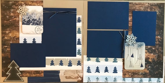 Merry Christmas Tree page Scrapbooking layout kit or Scrapbooking Premade Pages