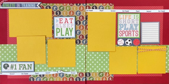 Athlete in Training - Life is Short, Play Sports 2 page Scrapbooking Layout Kit or Premade Scrapbooking Pages