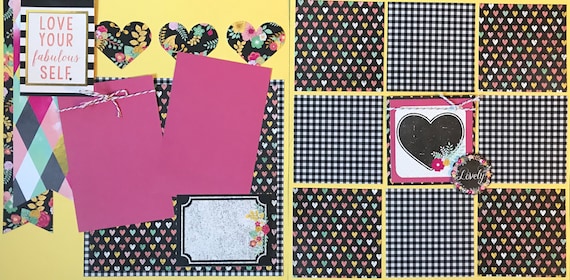 Love Your Fabulous Self! Lovely 2 Page Scrapbooking layout KIt or Premade Scrapbooking Pages