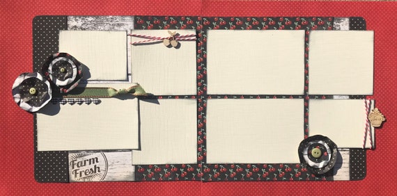 Farm Fresh 2 Page Scrapbooking Layout Kit or Premade Scrapbooking Pages