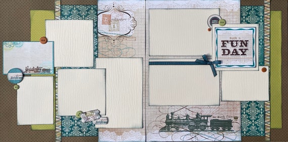 Train Adventure - Such a Fun Day 2 page Scrapbooking layout kit or Premade Scrapbooking Pages