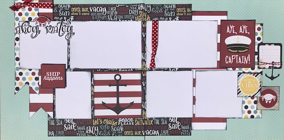 Ahoy Matey! Aye, Aye Captain! 2 page scrapbooking layout Kit or Premade Scrapbooking Pages