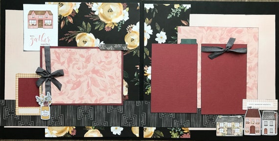 Let's Gather Together 2 Page Scrapbooking Layout Kit or Premade Scrapbooking Pages