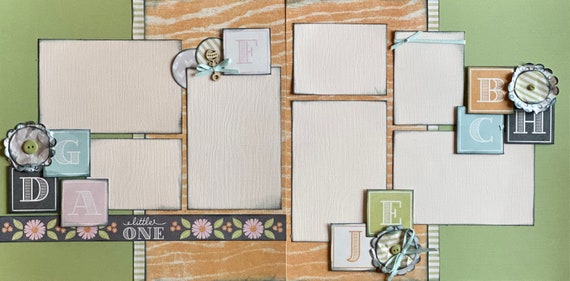 Little One - Baby Blocks 2 page Scrapbooking Layout Kit or Pre Made Pages