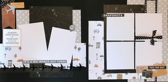 Always Keep Room in Your Life for an Adventure - It's A Big World Out There 2 page Scrapbooking layout kit or Premade Scrapbooking Pages