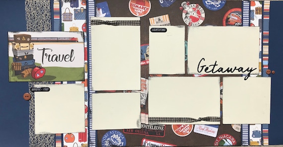 Travel - Getaway 2 page Scrapbooking layout kit or Premade Scrapbooking Pages