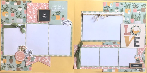 Plant Smiles, Grow Laughter, Harvest Love 2 Page Scrapbooking Layout Kit or Premade Scrapbooking Pages