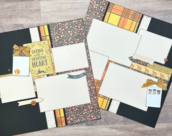 Gather With A Grateful Heart, Fall/Autumn 2 Page Scrapbooking Layout Kit, fall DIY craft