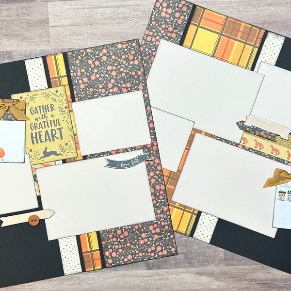 Gather With A Grateful Heart, Fall/Autumn 2 Page Scrapbooking Layout Kit, fall DIY craft