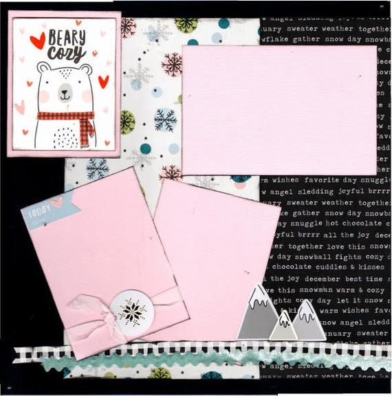 Beary Cozy Winter 2 Page Scrapbooking layout Kit