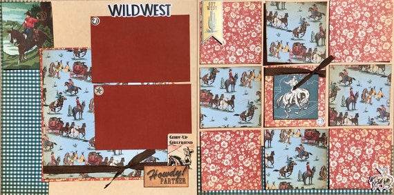 Howdy Partner! Cowboy 2 page scrapbooking layout kit