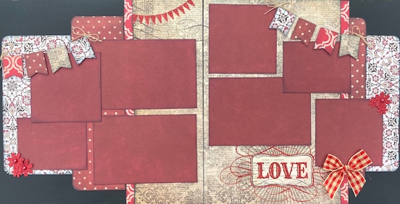 LOVE 2 Page Scrapbooking Layout Kit or Premade Scrapbooking Pages