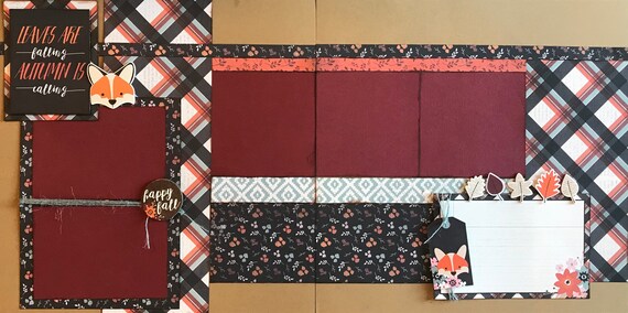 Leaves are Falling, Autumn is Calling 2 Page Scrapbooking Layout Kit or Pre Made Scrapbooking Pages