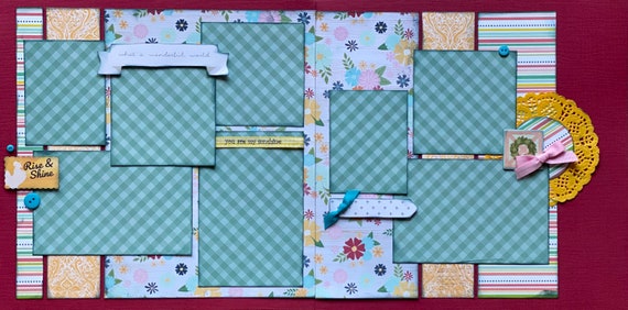 Rise and Shine - What a Wonderful World 2 Page Scrapbooking Layout Kit or Premade Scrapbooking Pages