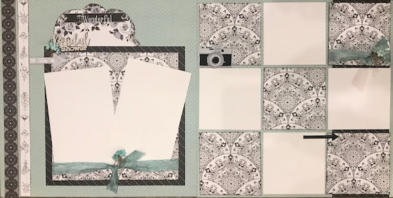 Bridal Shower - It Was Wonderful 2 Page Scrapbooking Layout Kit or Premade Scrapbooking Pages