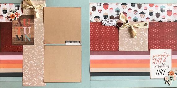 Autumn, Pumpkin Spice and Everything Nice 2 Page Scrapbooking Layout Kit or Pre Made Scrapbooking Pages