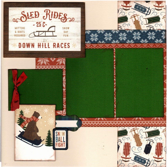 Sled Rides - Dashing Through the Snow - Winter 2 Page Scrapbooking layout Kit